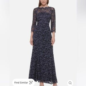 ELIZA J Lace Bateau Neck Mermaid Gown